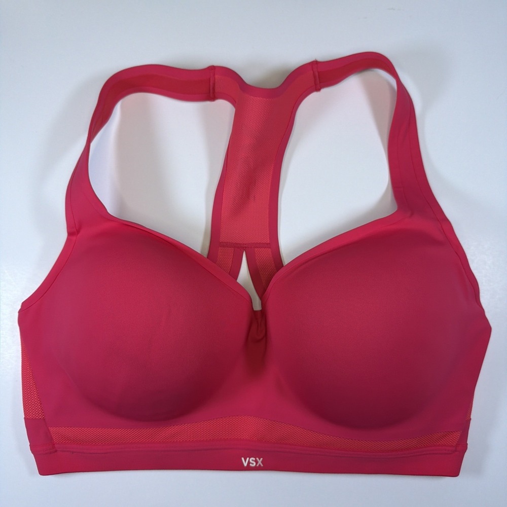Victoria's Secret Sport Bra VSX Incredible Plunge 36D Hot Pink Racerback